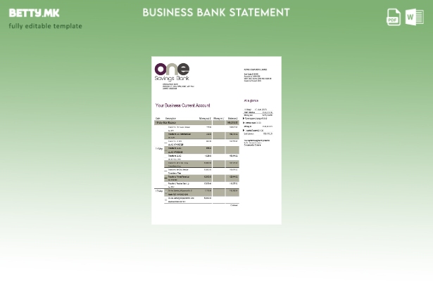 Модерен стил на Onesavings Bank, шаблон за Word и PDF